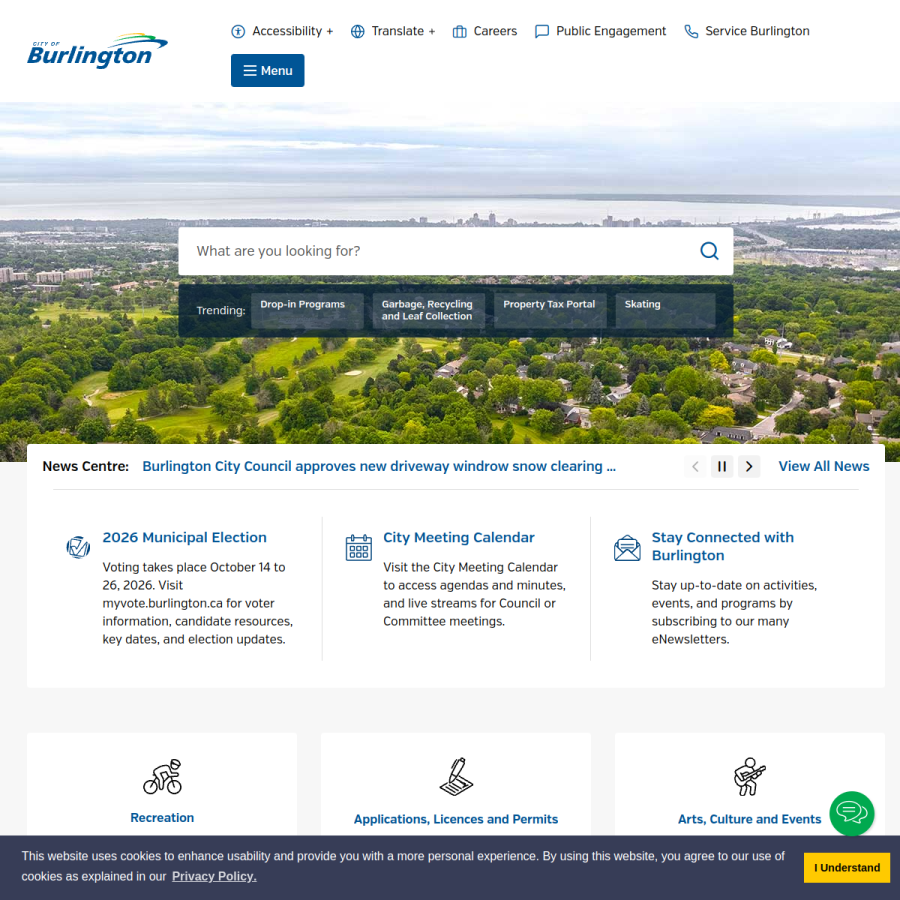 burlington.ca homepage screenshot