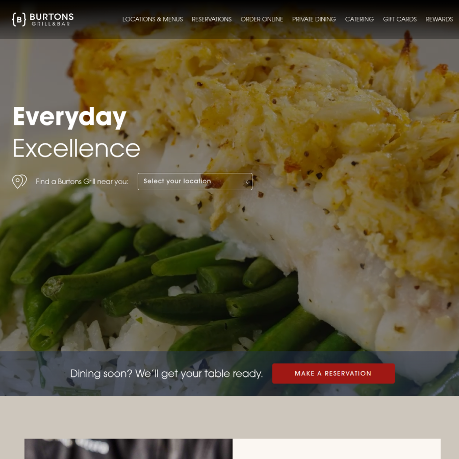 burtonsgrill.com homepage screenshot