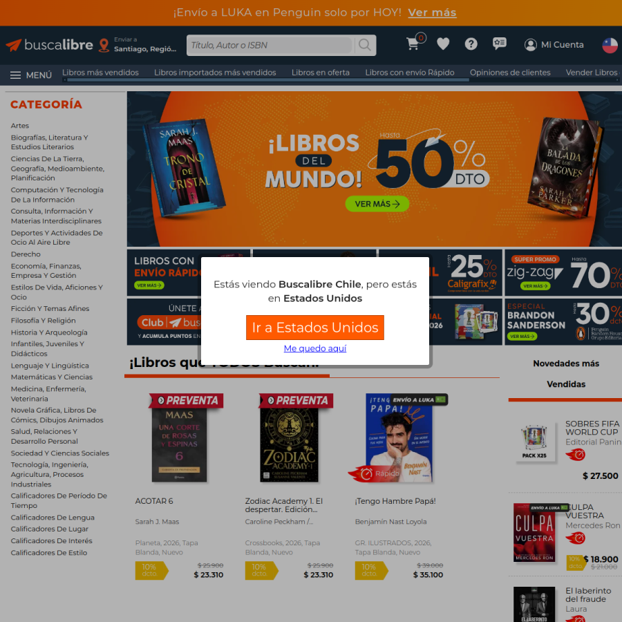 buscalibre.cl homepage screenshot