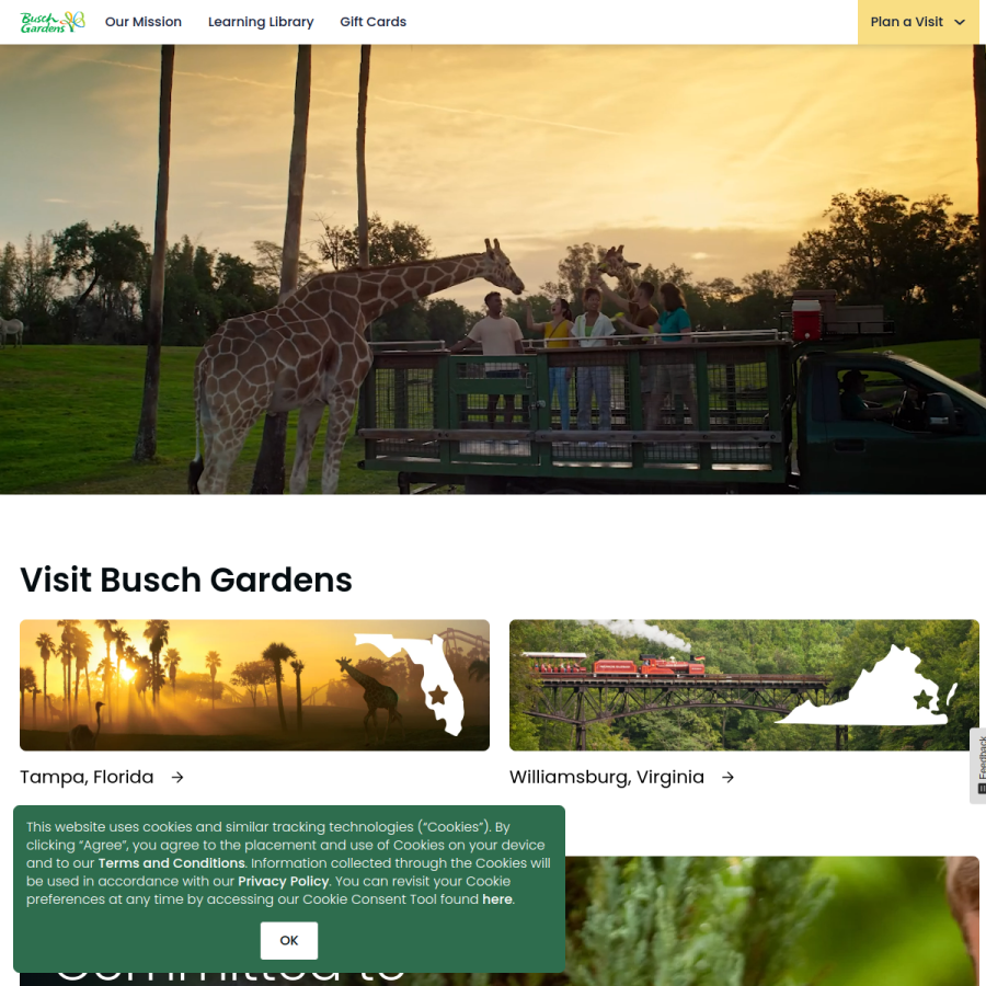buschgardens.com homepage screenshot