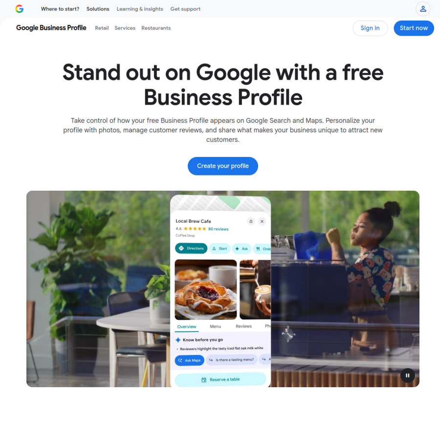 business.google.com homepage screenshot