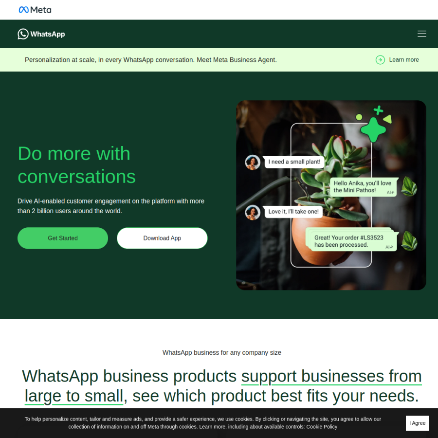 business.whatsapp.com homepage screenshot