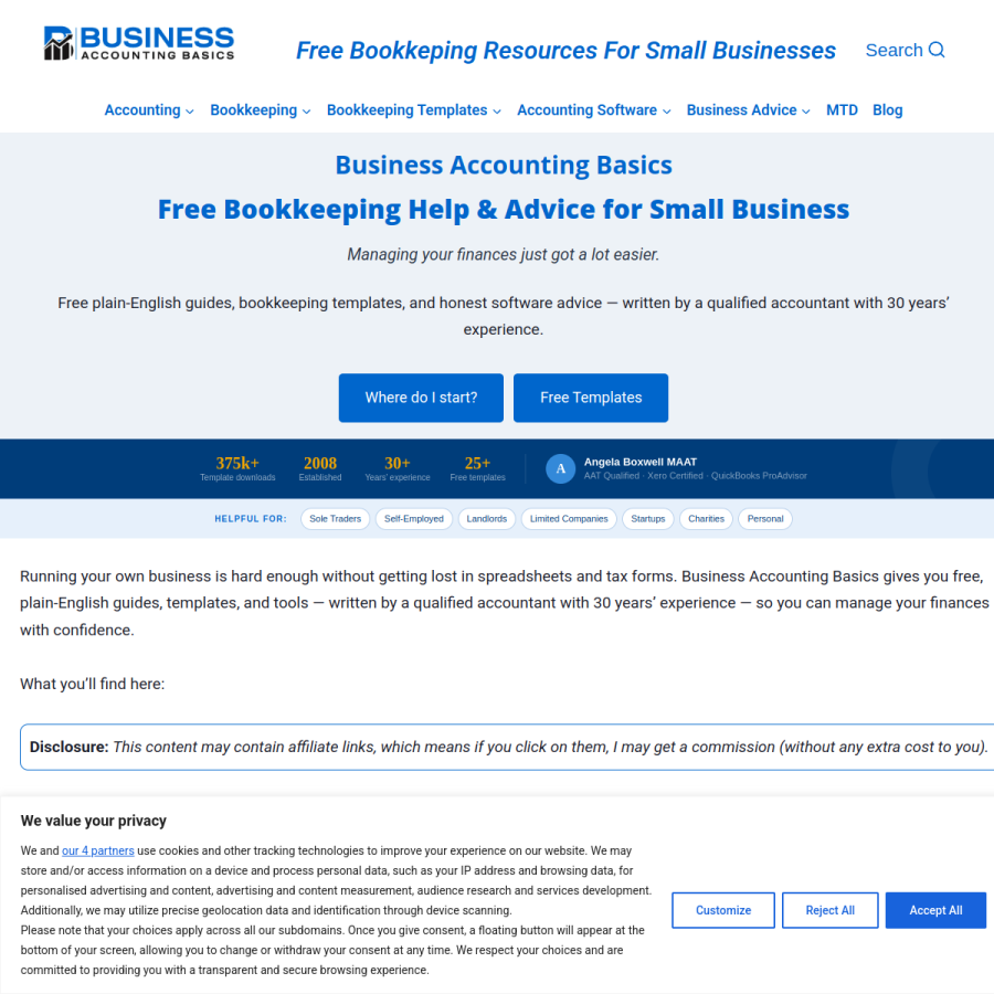 businessaccountingbasics.co.uk homepage screenshot