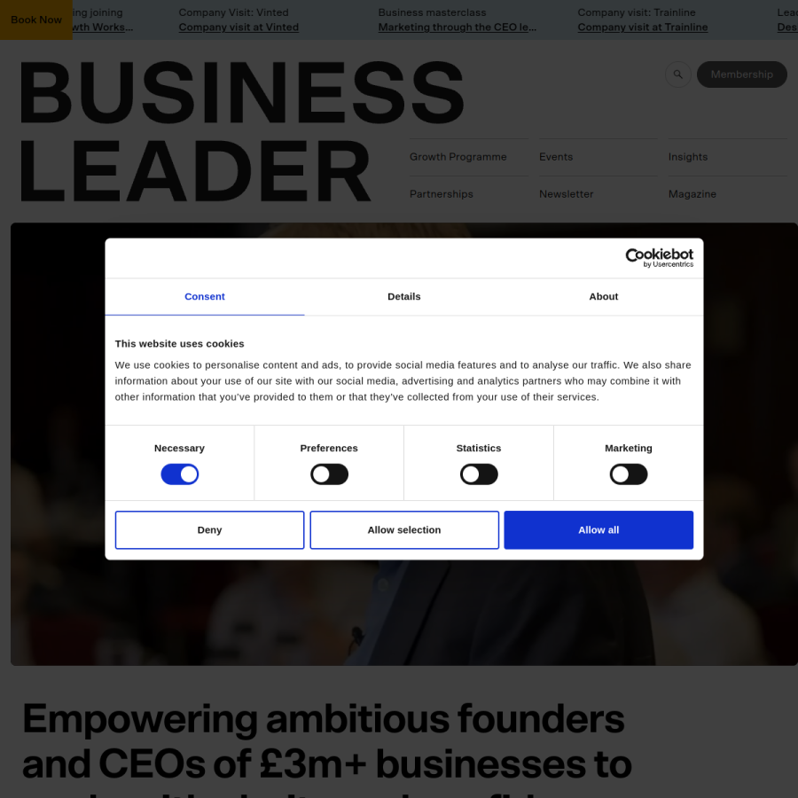 businessleader.co.uk homepage screenshot
