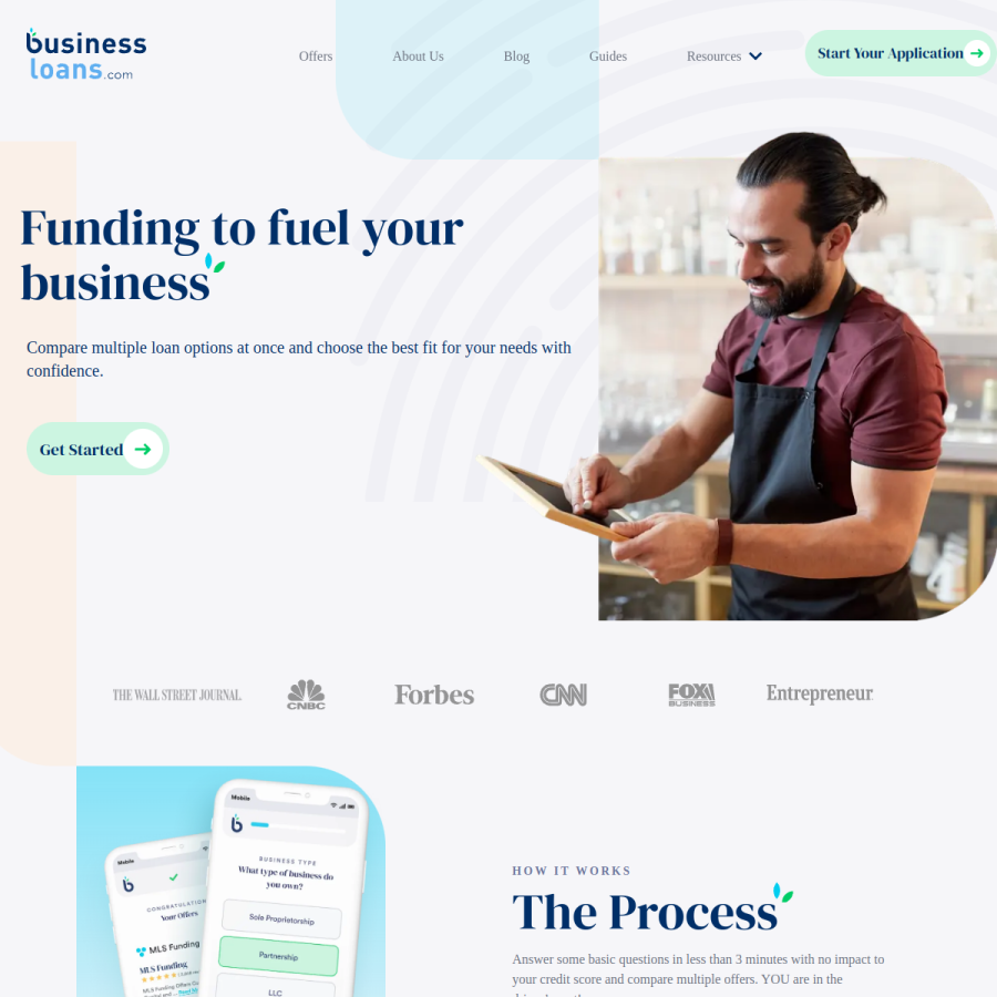 businessloans.com homepage screenshot