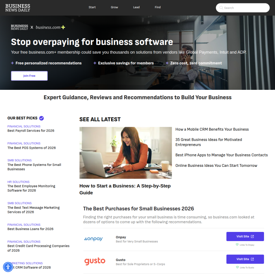 businessnewsdaily.com homepage screenshot
