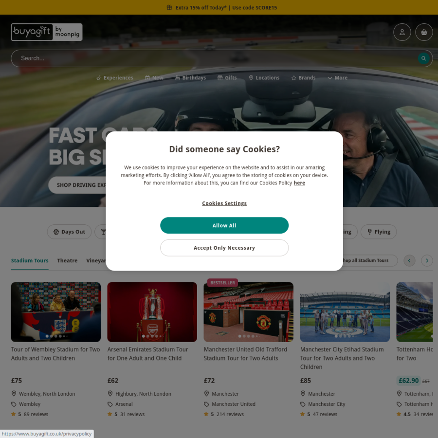 buyagift.co.uk homepage screenshot