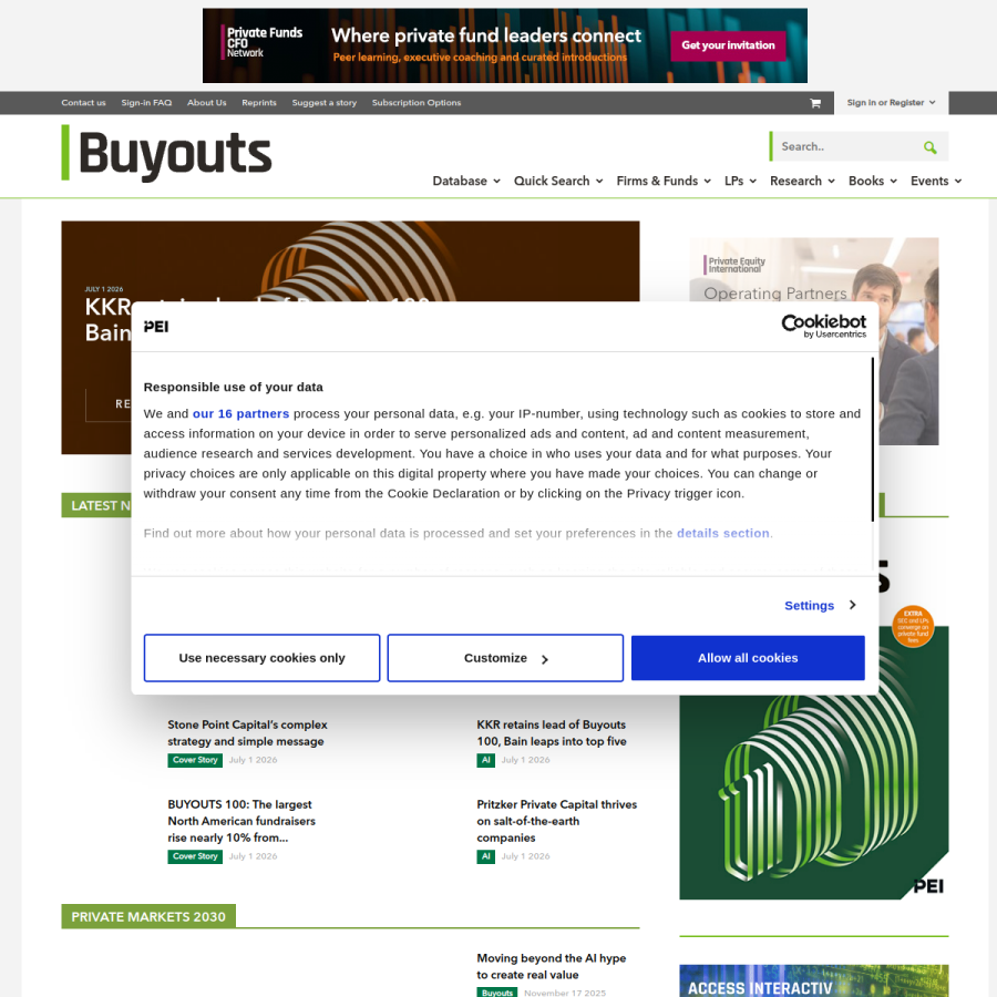 buyoutsinsider.com homepage screenshot