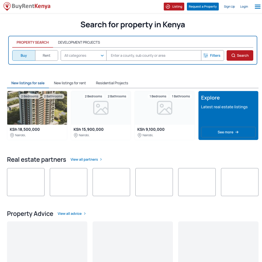 buyrentkenya.com homepage screenshot