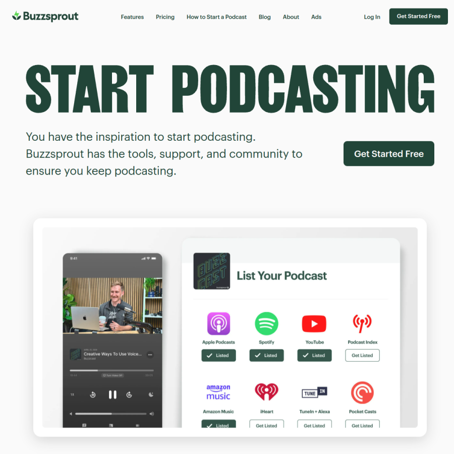 buzzsprout.com homepage screenshot