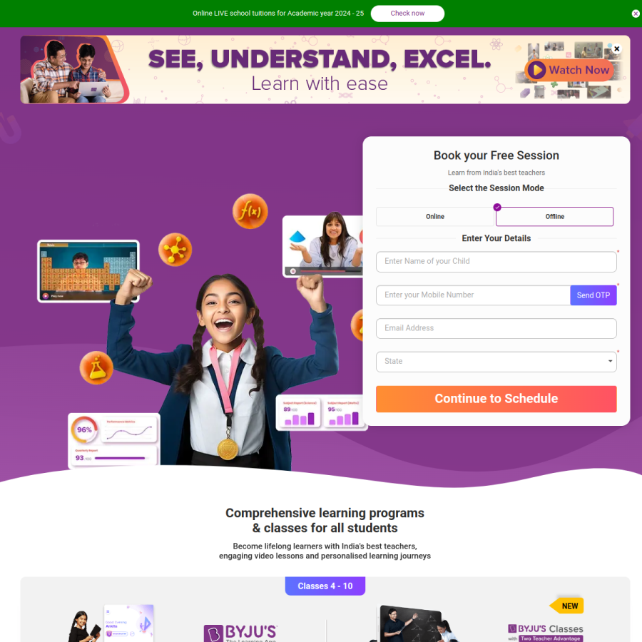 byjus.com homepage screenshot