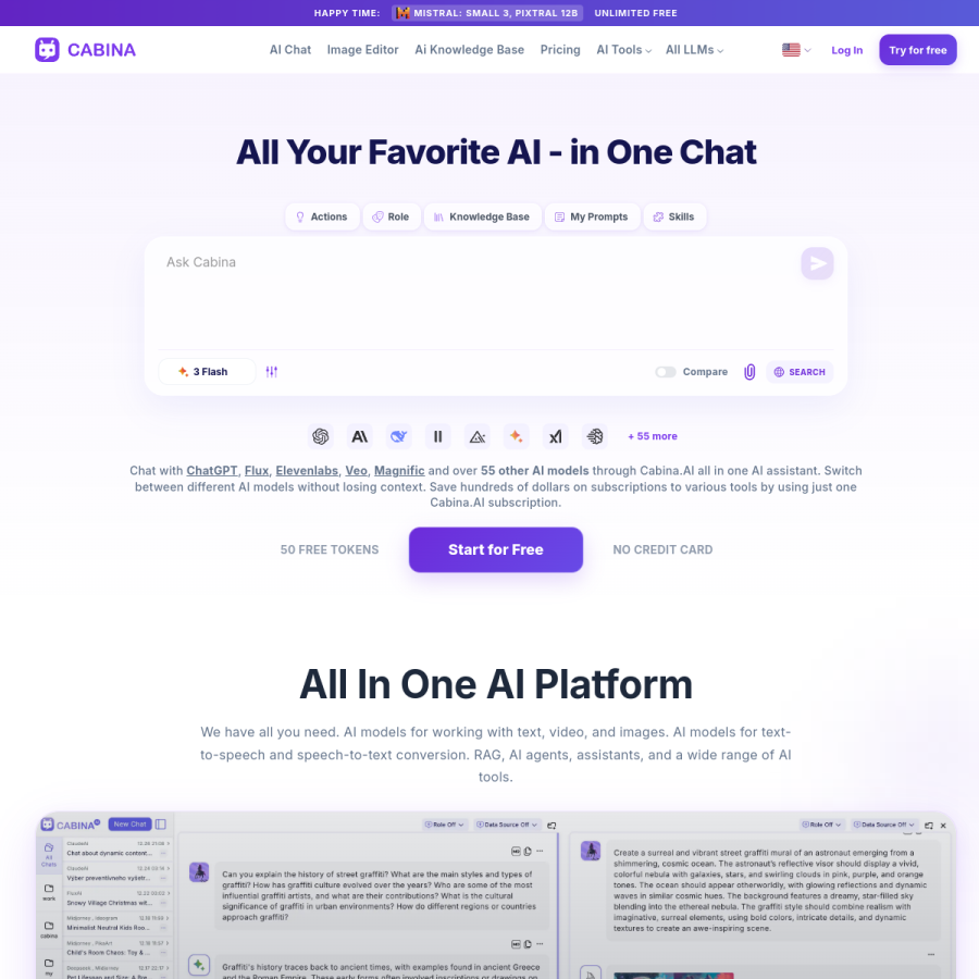 cabina.ai homepage screenshot
