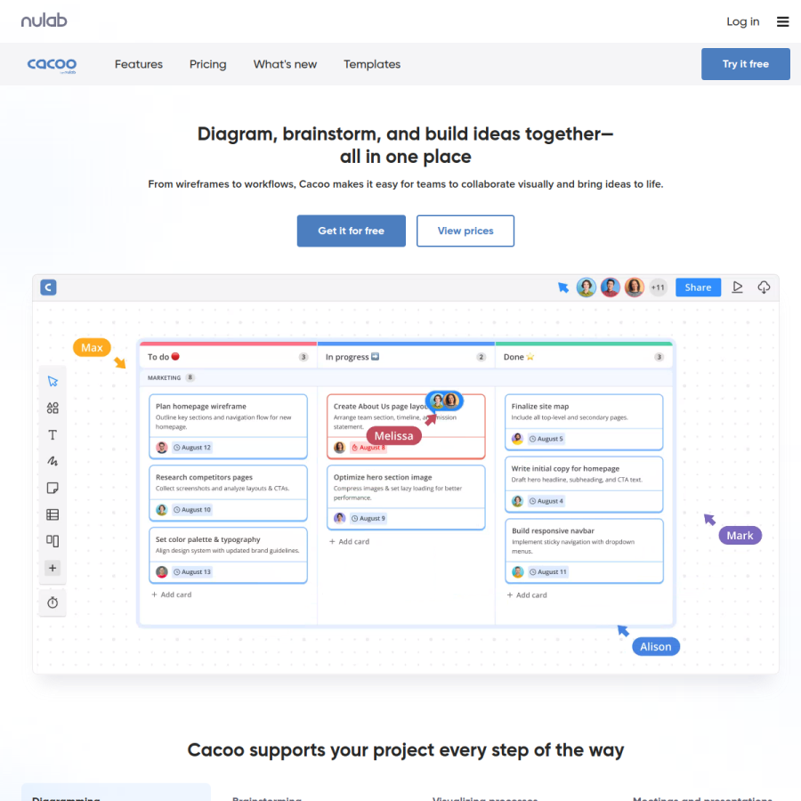 cacoo.com homepage screenshot
