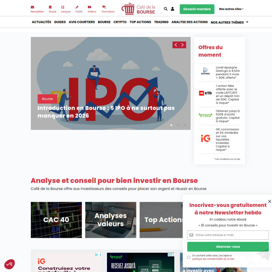 cafedelabourse.com homepage screenshot