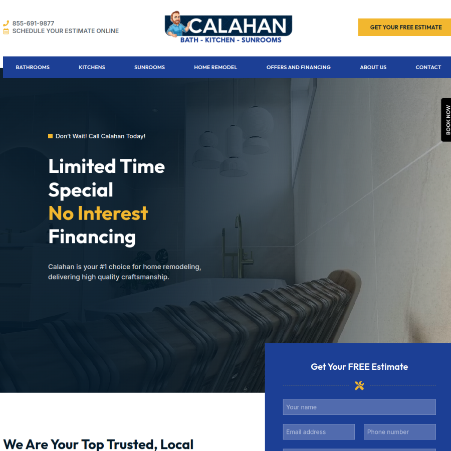 calahanbath.com homepage screenshot