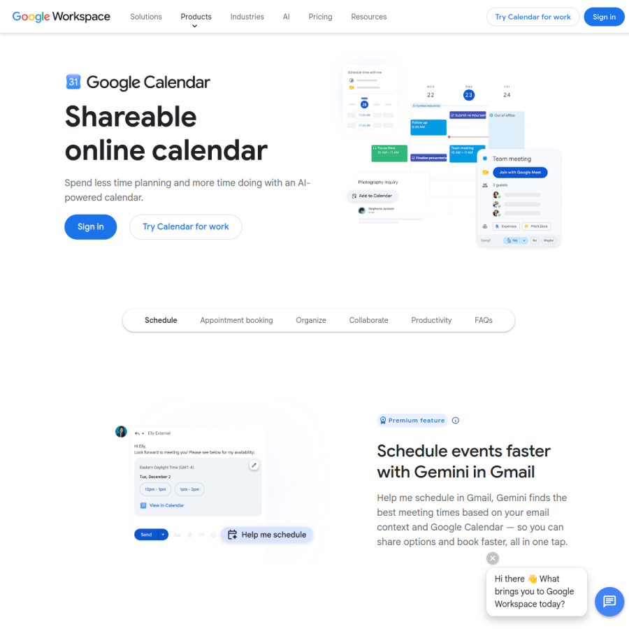 calendar.google.com homepage screenshot