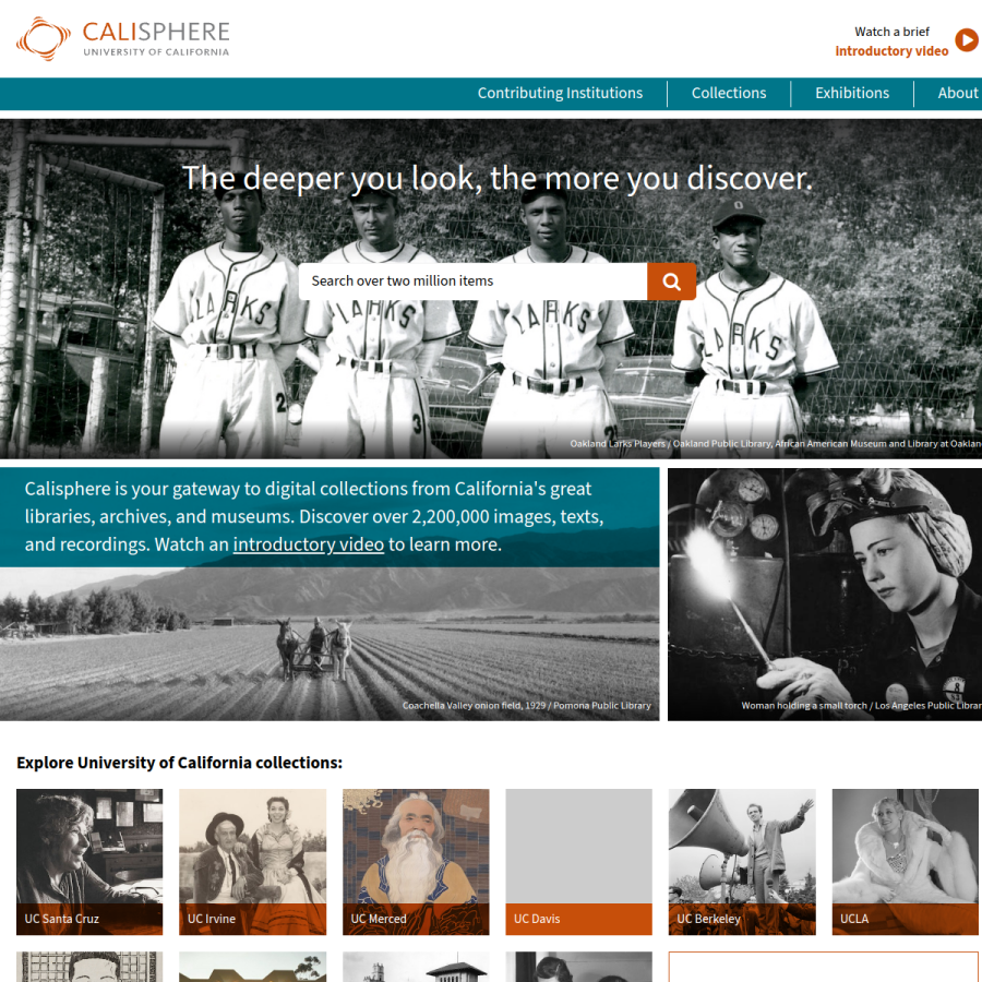 calisphere.org homepage screenshot