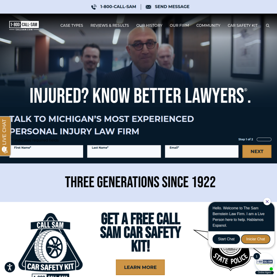 callsam.com homepage screenshot