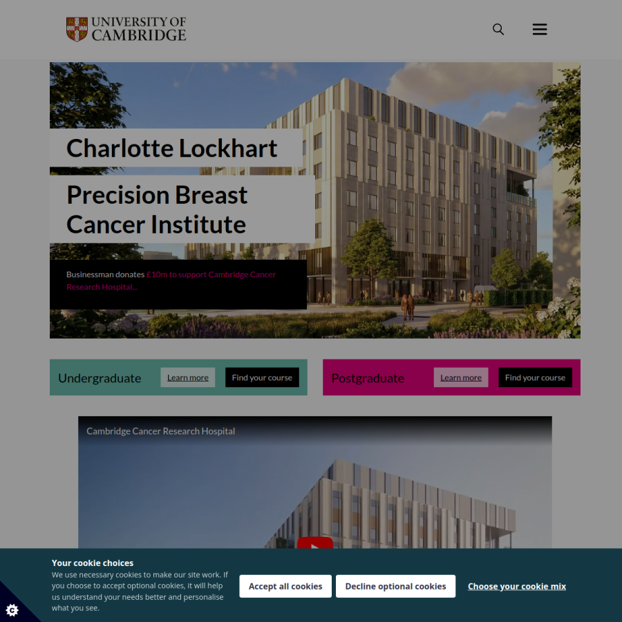 cam.ac.uk homepage screenshot