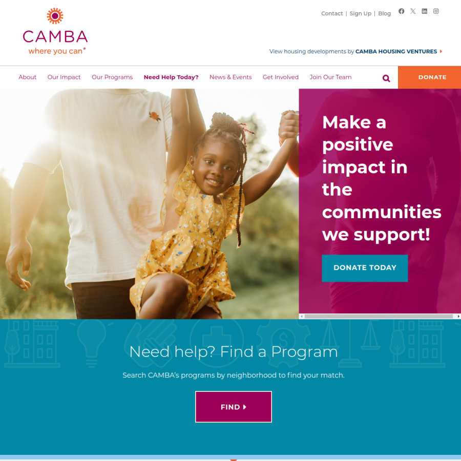 camba.org homepage screenshot