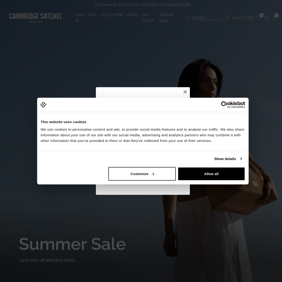 cambridgesatchel.com homepage screenshot