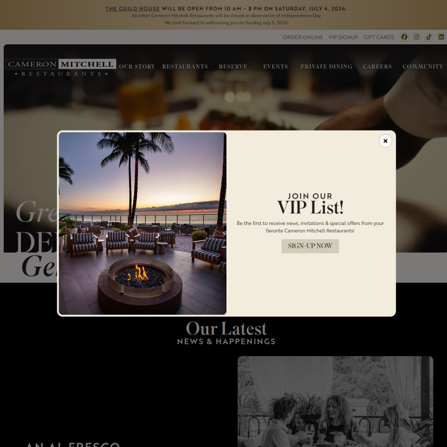 cameronmitchell.com homepage screenshot