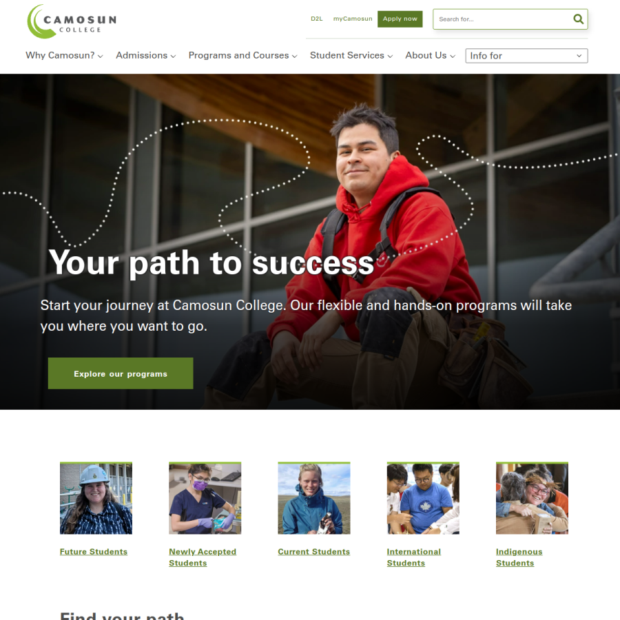 camosun.ca homepage screenshot