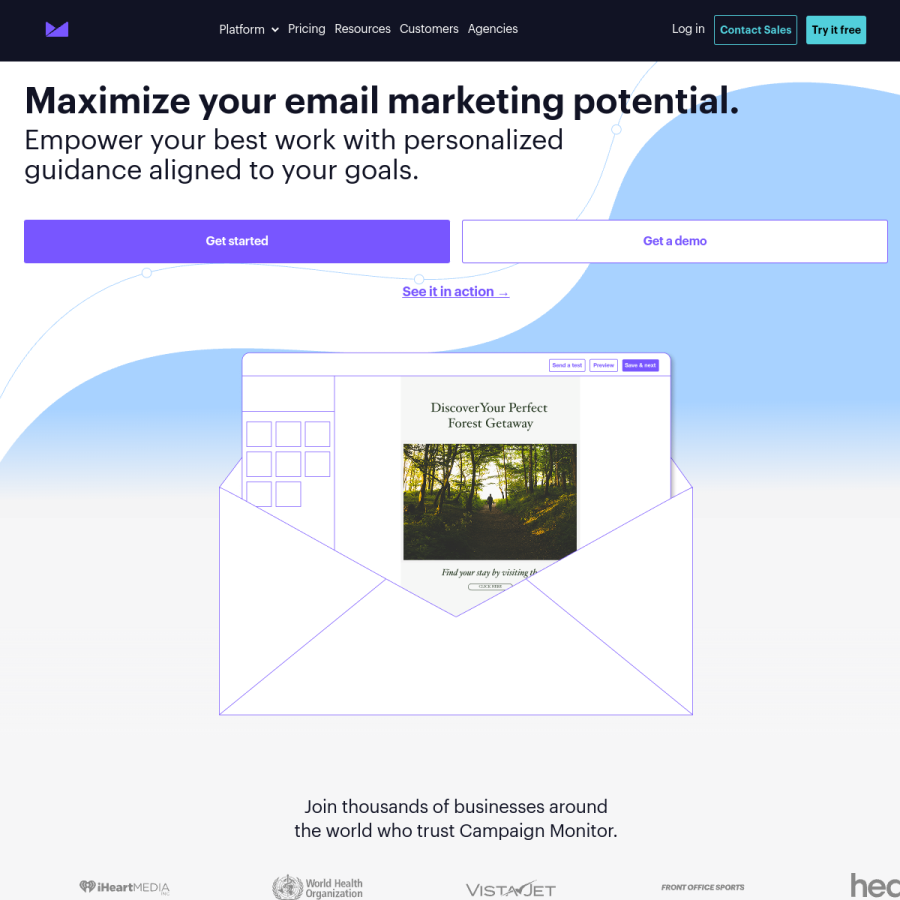 campaignmonitor.com homepage screenshot