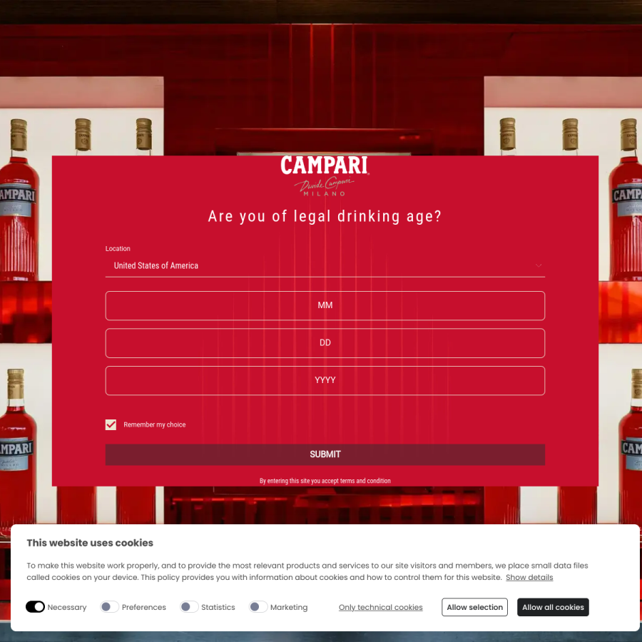 campari.com homepage screenshot