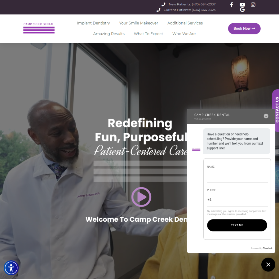 campcreekdental.com homepage screenshot