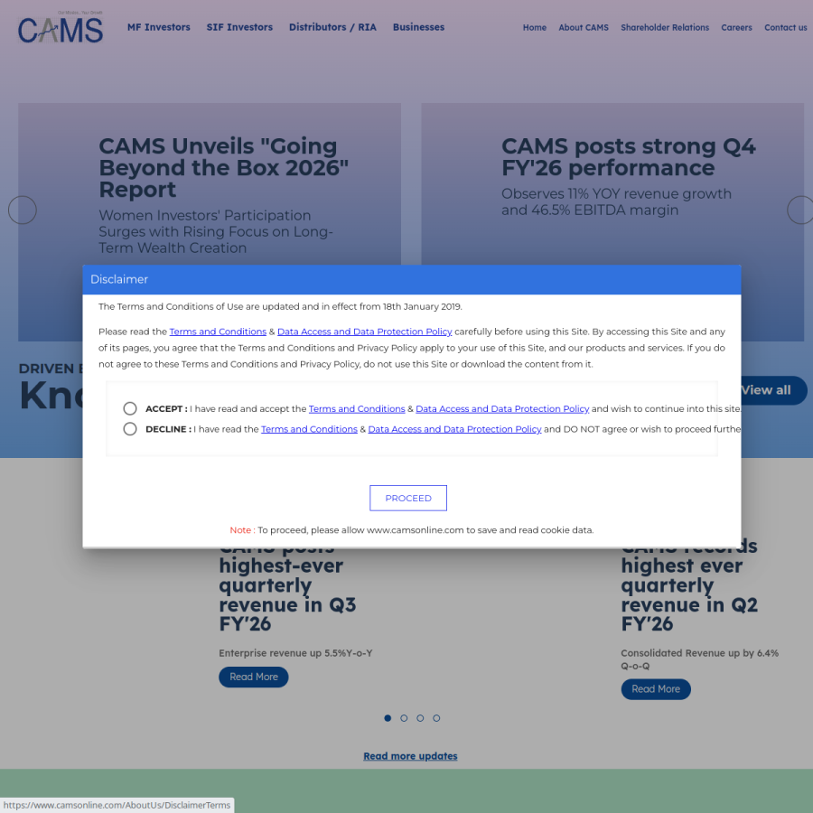 camsonline.com homepage screenshot