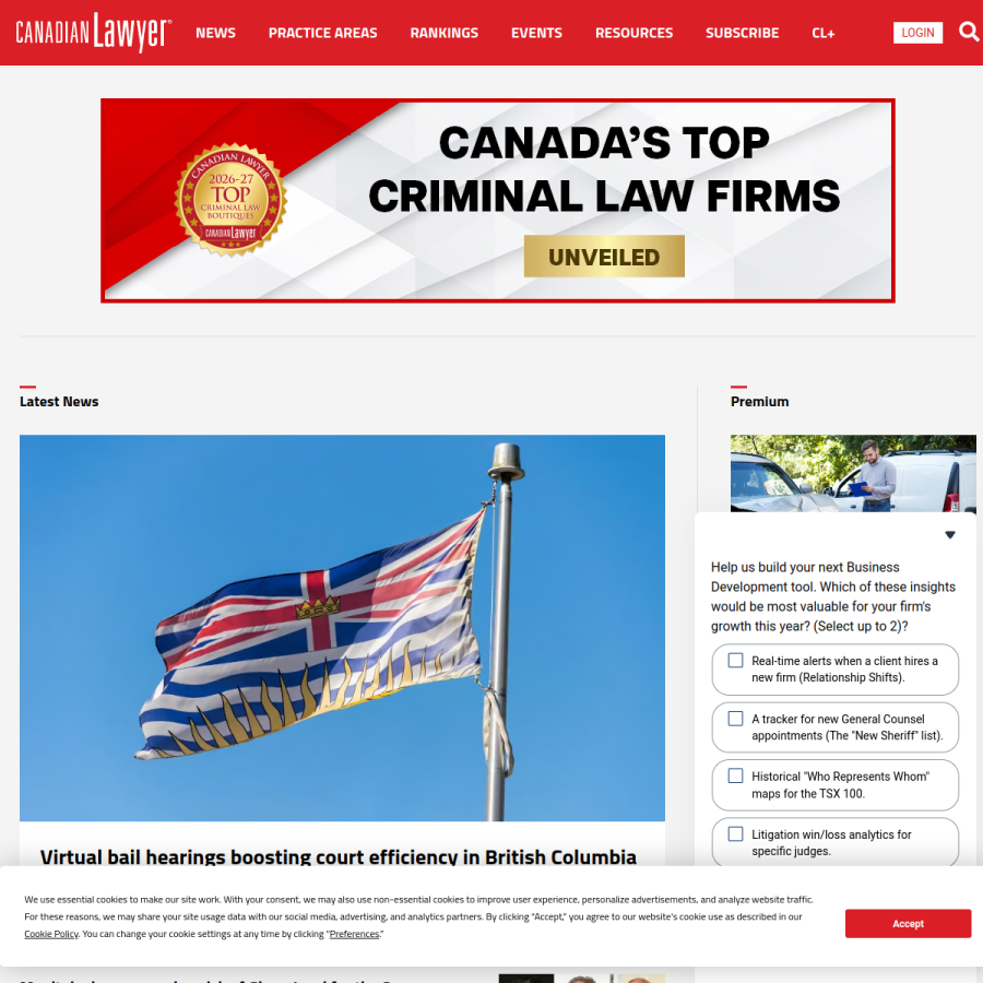 canadianlawyermag.com homepage screenshot