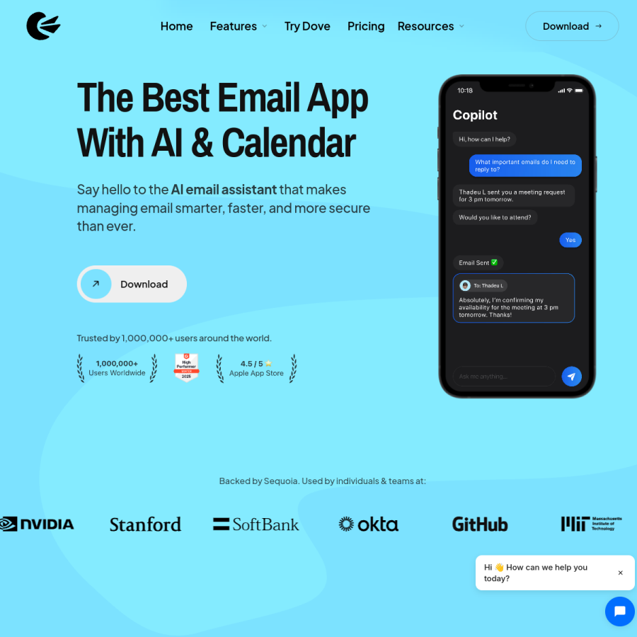 canarymail.io homepage screenshot