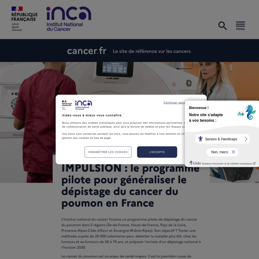cancer.fr homepage screenshot