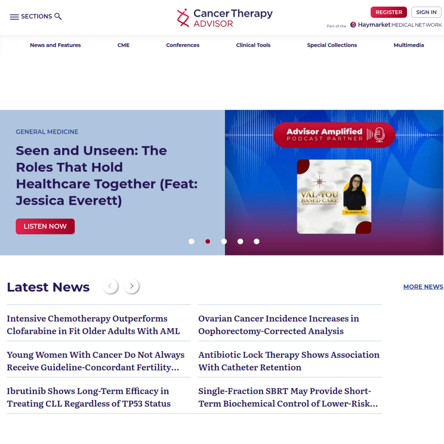 cancertherapyadvisor.com homepage screenshot