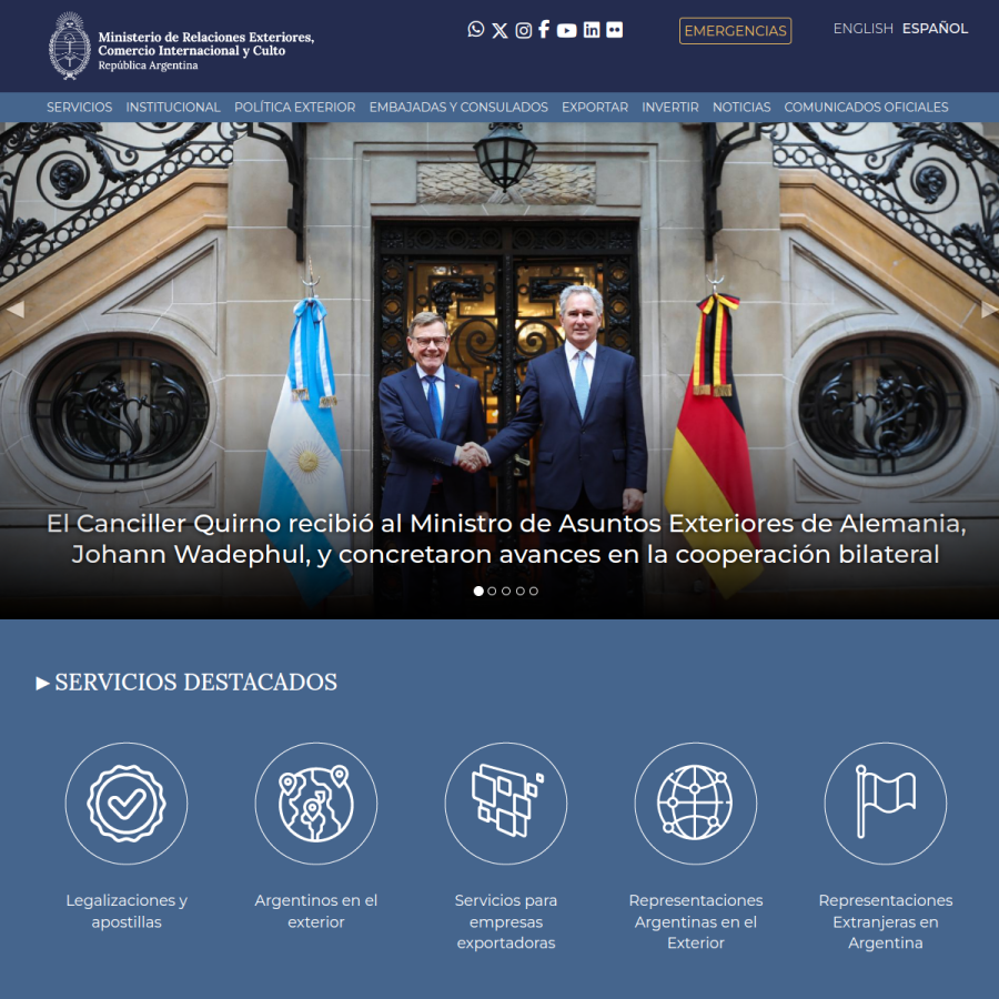 cancilleria.gob.ar homepage screenshot