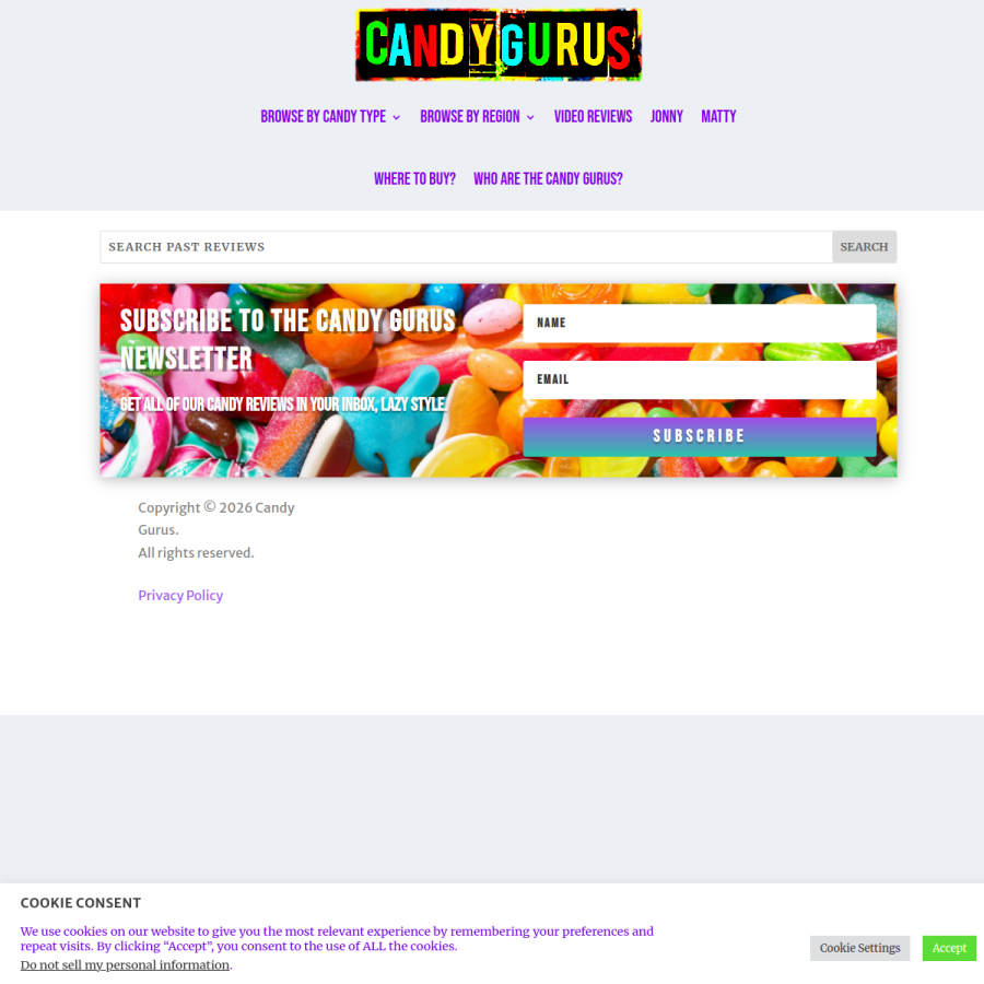 candygurus.com homepage screenshot