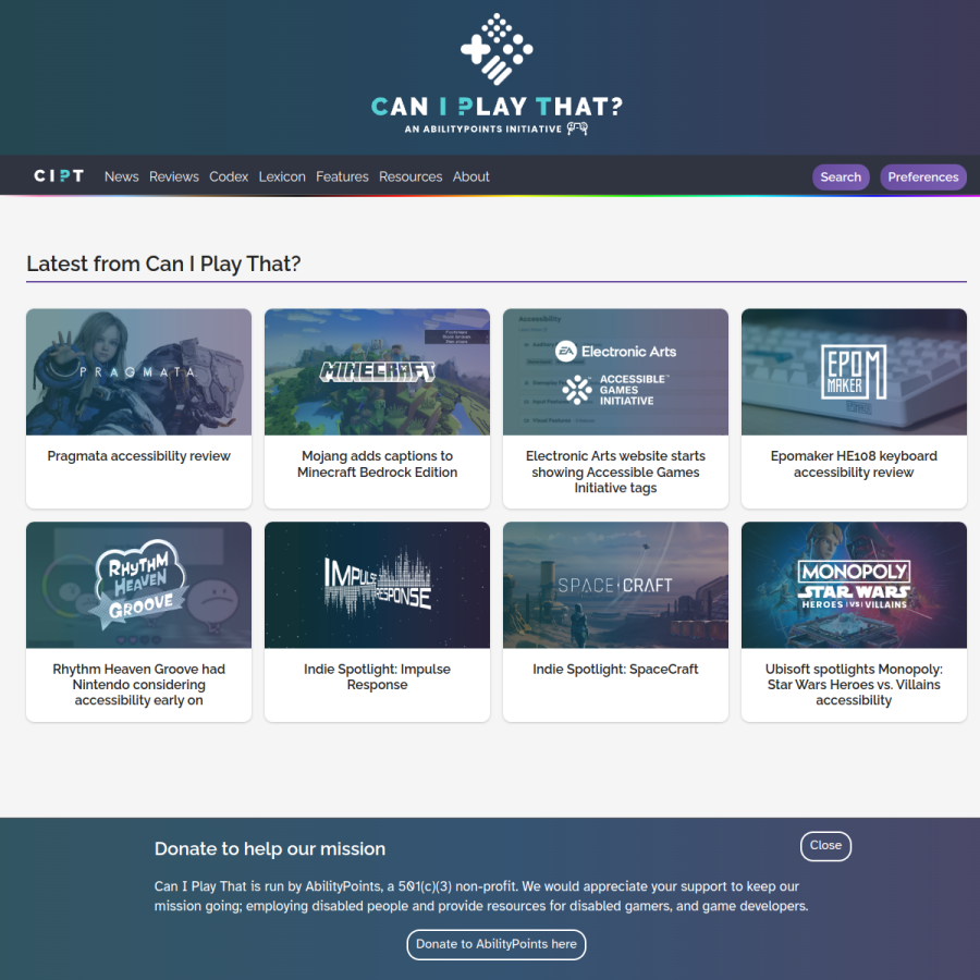 caniplaythat.com homepage screenshot