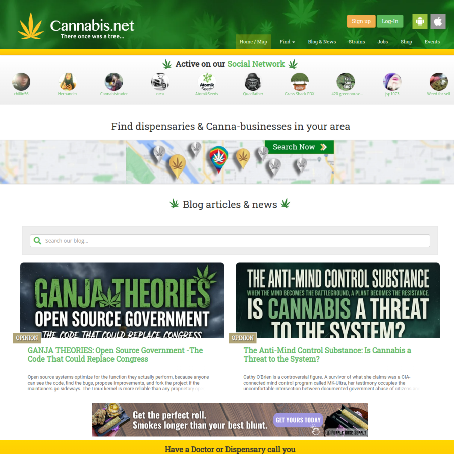 cannabis.net homepage screenshot