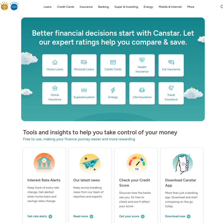 canstar.com.au homepage screenshot