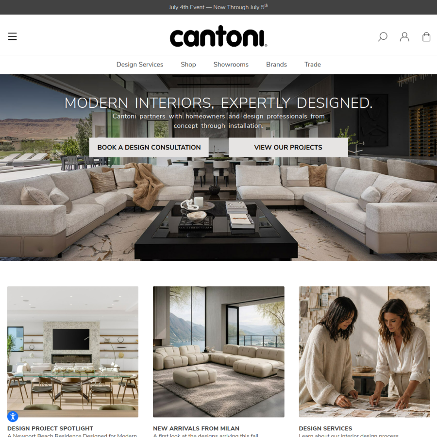 cantoni.com homepage screenshot