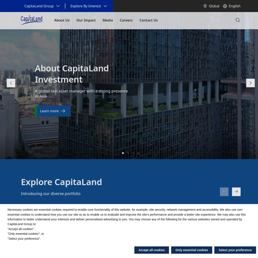 capitaland.com homepage screenshot