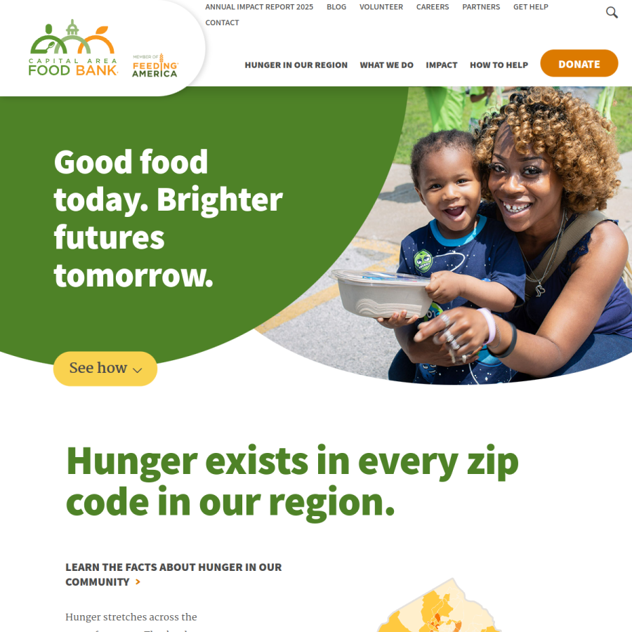 capitalareafoodbank.org homepage screenshot