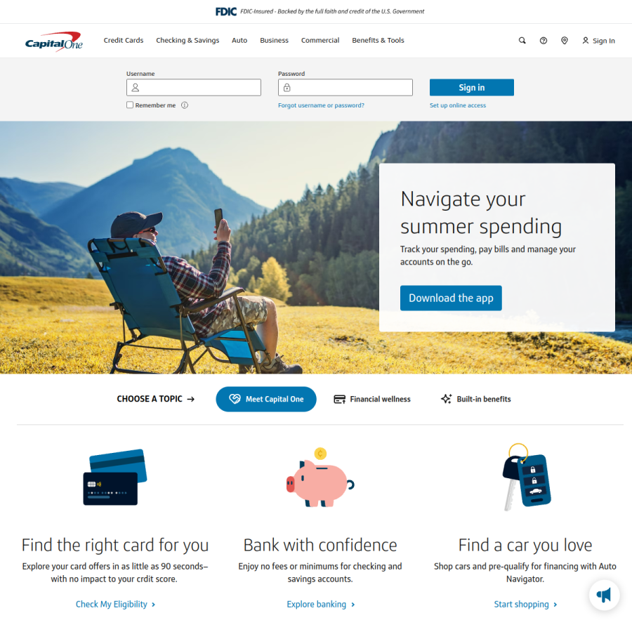 capitalone.com homepage screenshot