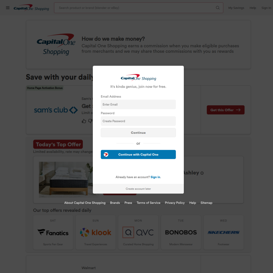 capitaloneshopping.com homepage screenshot