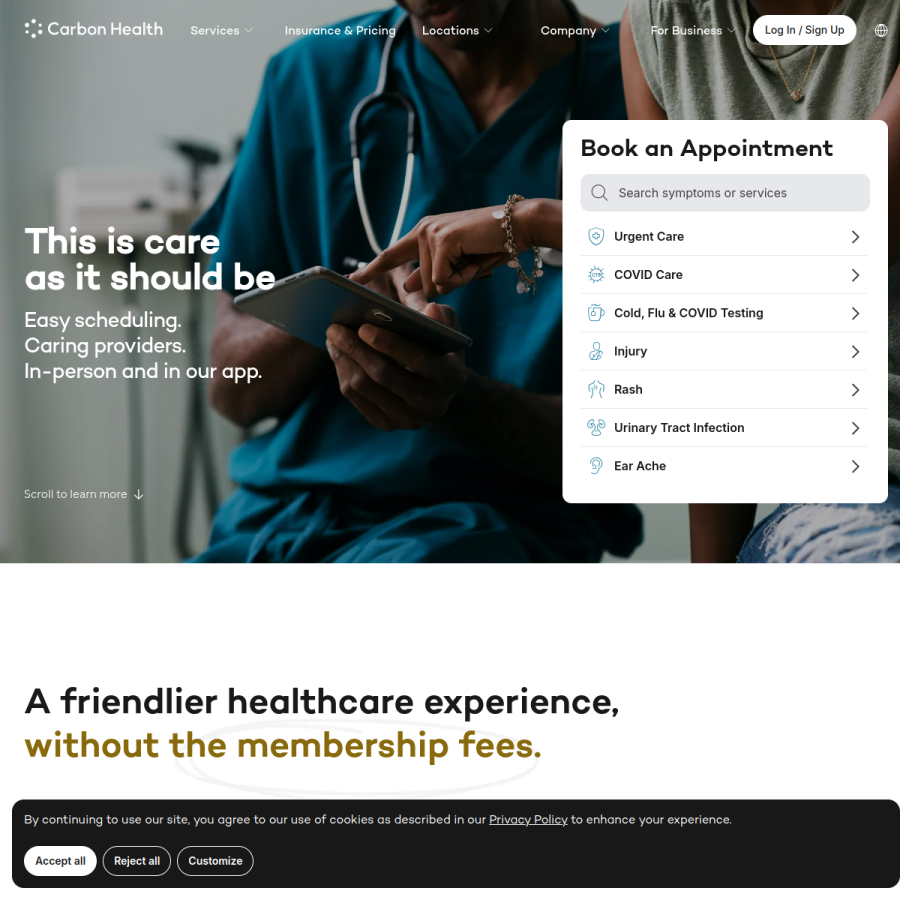 carbonhealth.com homepage screenshot