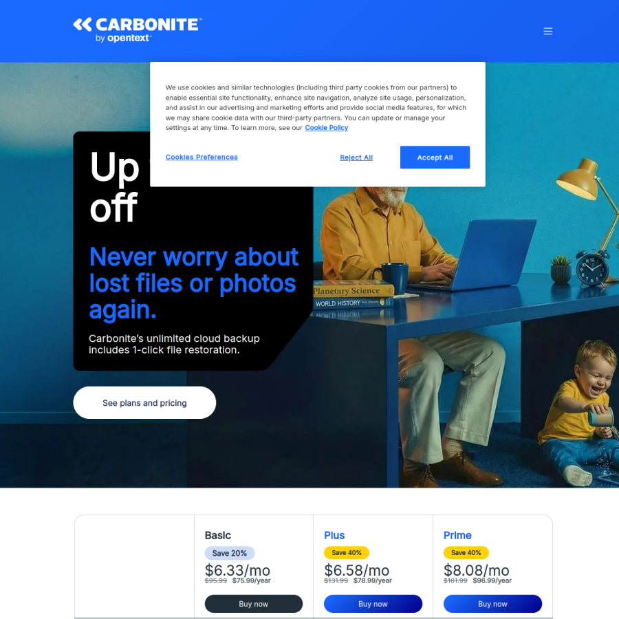 carbonite.com homepage screenshot
