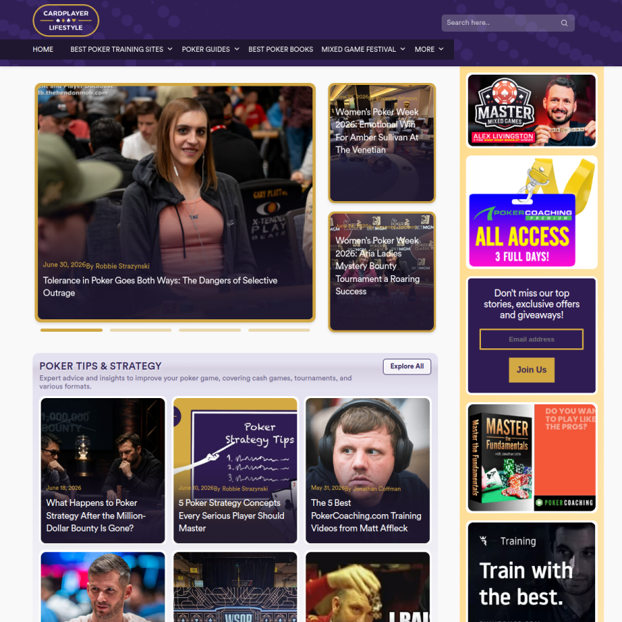cardplayerlifestyle.com homepage screenshot