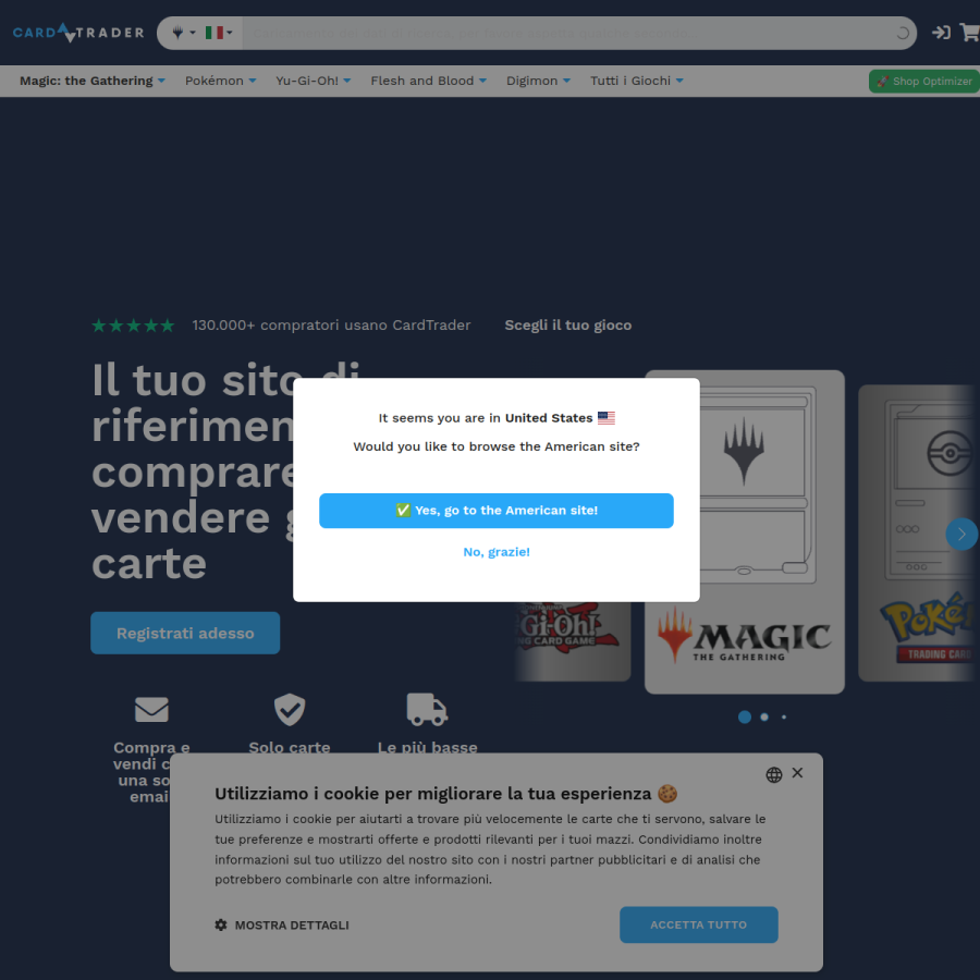 cardtrader.com homepage screenshot