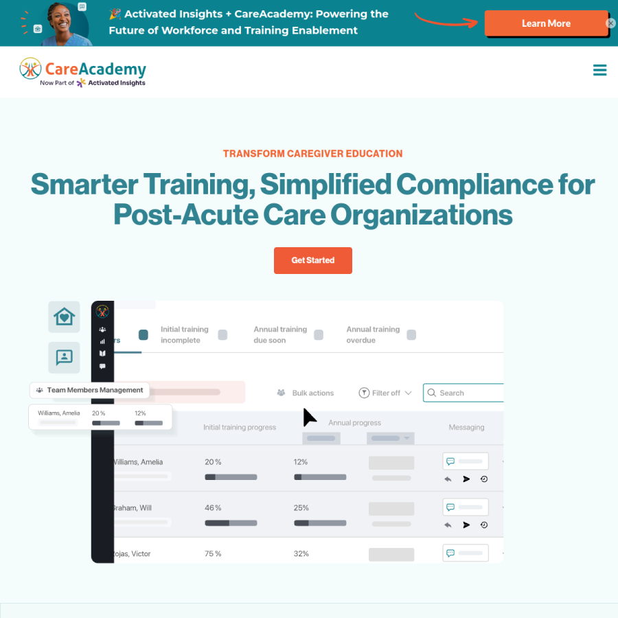 careacademy.com homepage screenshot